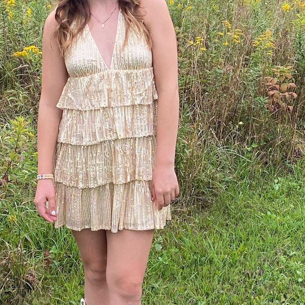 Worn once gold homecoming dress!